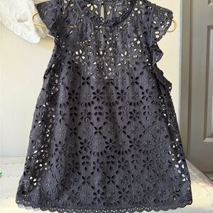 J Crew Black Eyelet Ladies Top